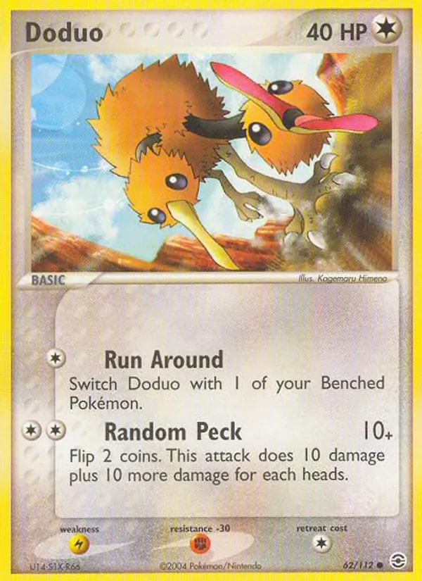 Carta Doduo, número 62/112 da coleção FireRed & LeafGreen