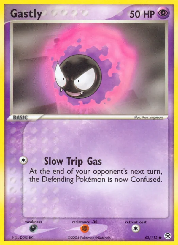Carta Gastly, número 63/112 da coleção FireRed & LeafGreen