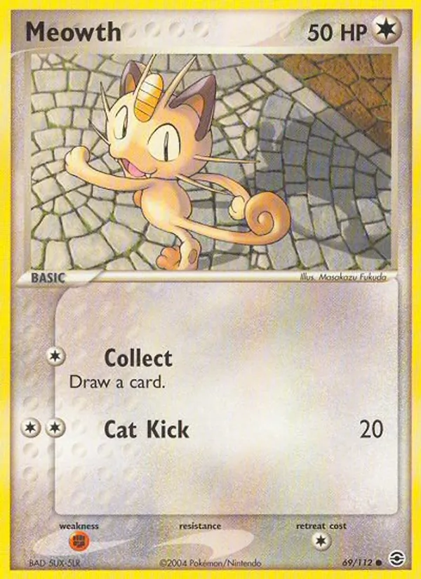 Carta Meowth, número 69/112 da coleção FireRed & LeafGreen