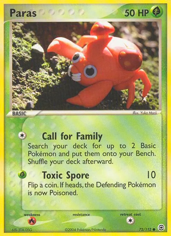 Carta Paras, número 72/112 da coleção FireRed & LeafGreen