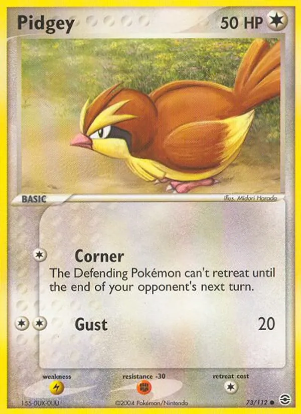 Carta Pidgey, número 73/112 da coleção FireRed & LeafGreen