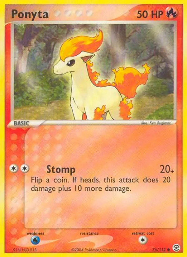 Carta Ponyta, número 76/112 da coleção FireRed & LeafGreen