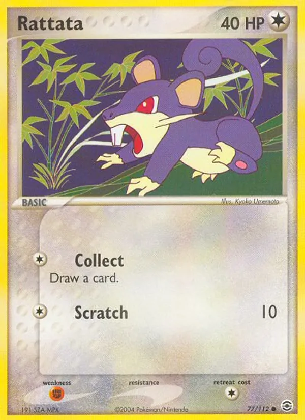 Carta Rattata, número 77/112 da coleção FireRed & LeafGreen