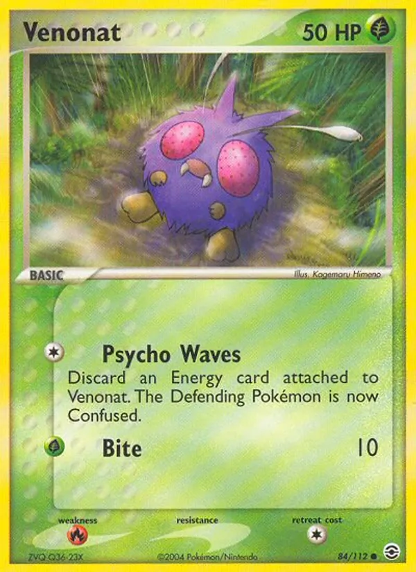 Carta Venonat, número 84/112 da coleção FireRed & LeafGreen