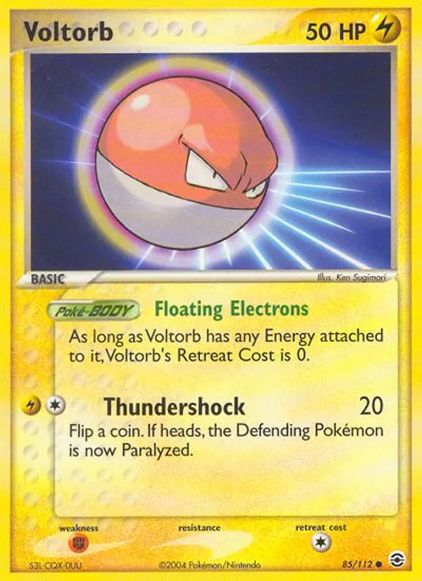 Carta Voltorb, número 85/112 da coleção FireRed & LeafGreen