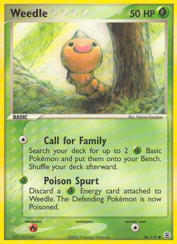 Carta Weedle, número 86/112 da coleção FireRed & LeafGreen
