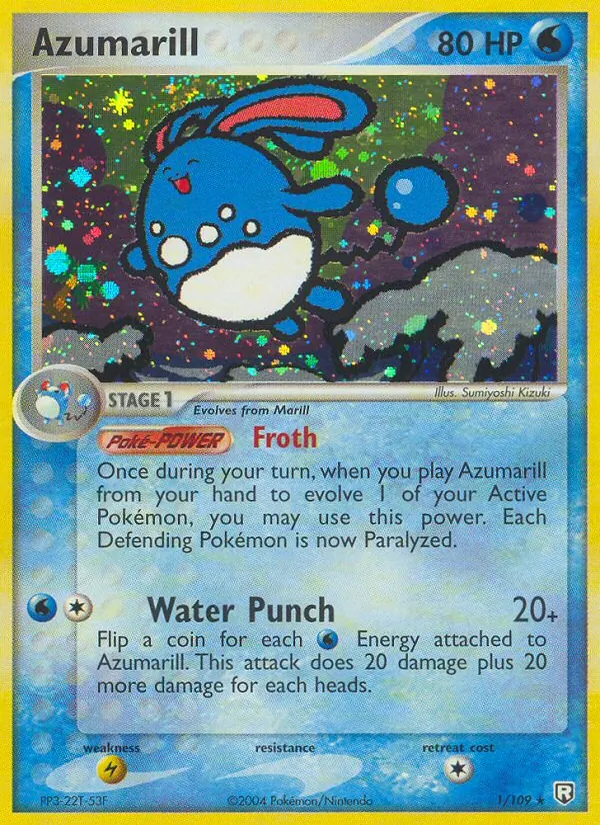 Carta Azumarill, número 1/109 da coleção EX O Retorno da Equipe Rocket 