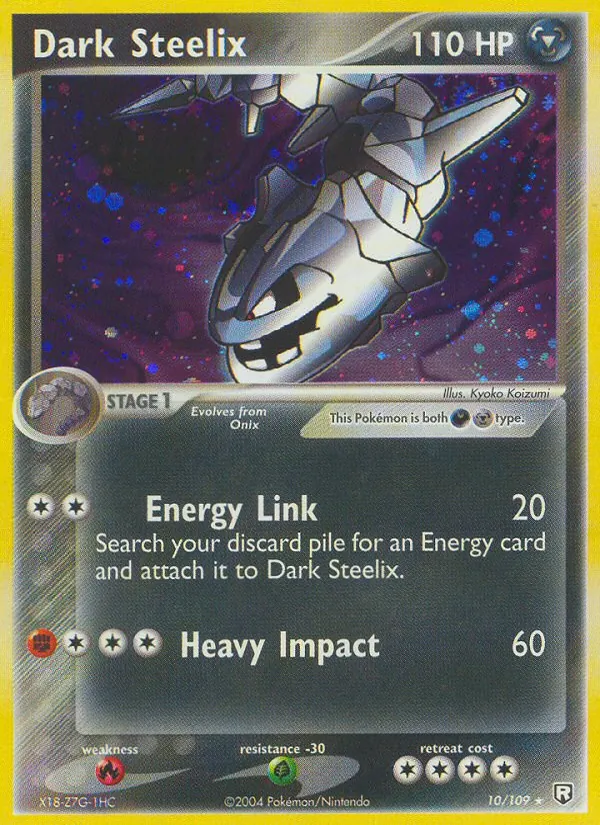 Carta Dark Steelix, número 10/109 da coleção EX O Retorno da Equipe Rocket 