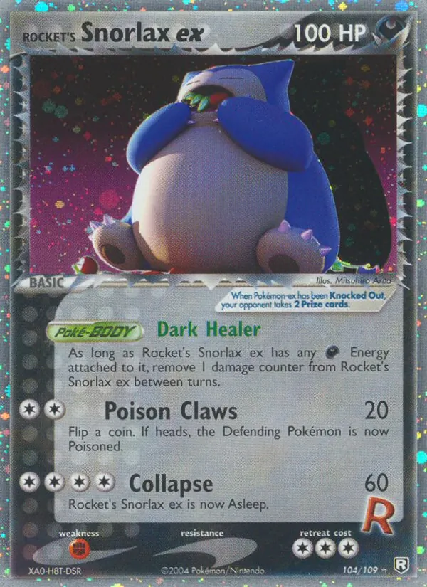 Carta Rocket's Snorlax ex, número 104/109 da coleção EX O Retorno da Equipe Rocket 