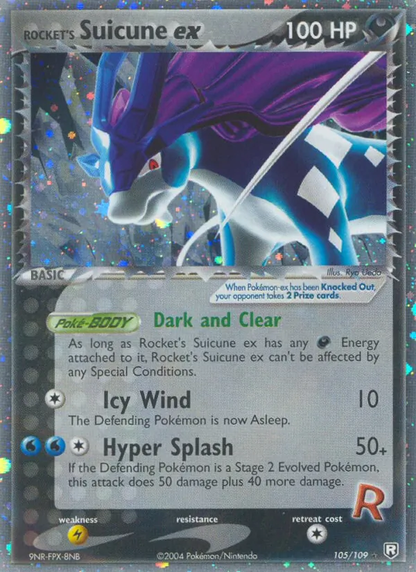 Carta Rocket's Suicune ex, número 105/109 da coleção EX O Retorno da Equipe Rocket