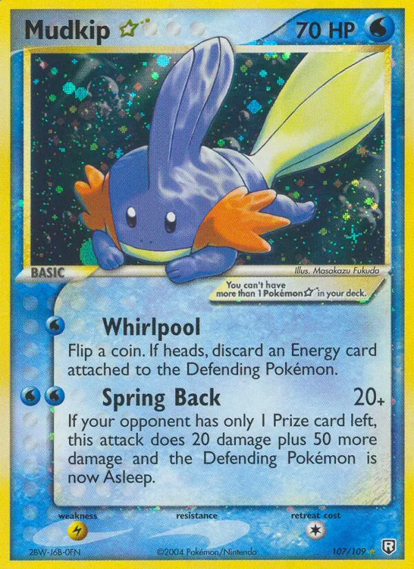 Carta Mudkip ☆, número 107/109 da coleção EX O Retorno da Equipe Rocket
