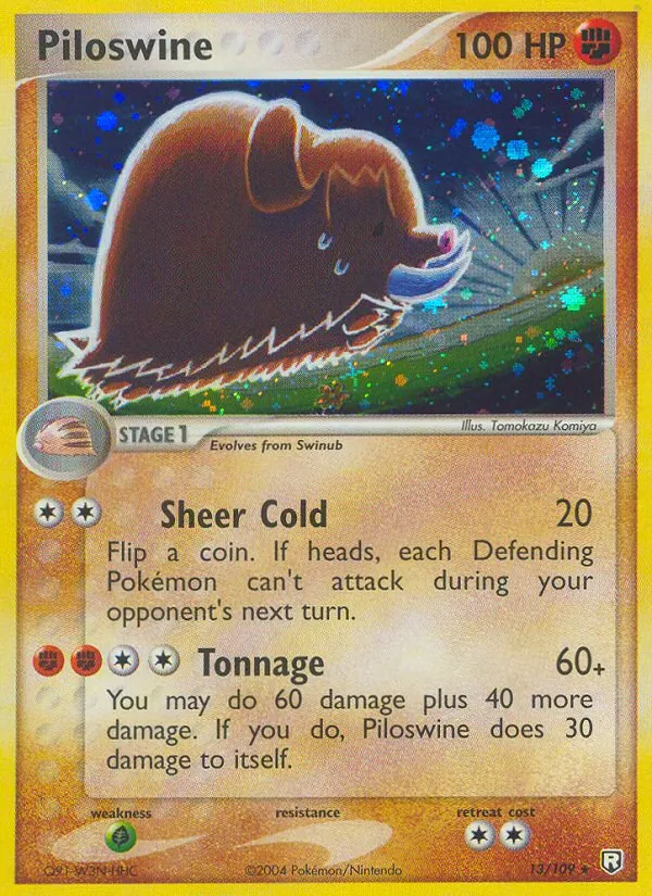 Carta Piloswine, número 13/109 da coleção EX O Retorno da Equipe Rocket 