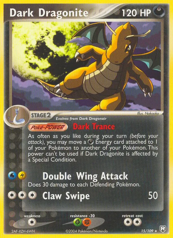 Carta Dark Dragonite, número 15/109 da coleção EX O Retorno da Equipe Rocket 