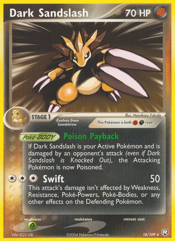Carta Dark Sandslash, número 18/109 da coleção EX O Retorno da Equipe Rocket