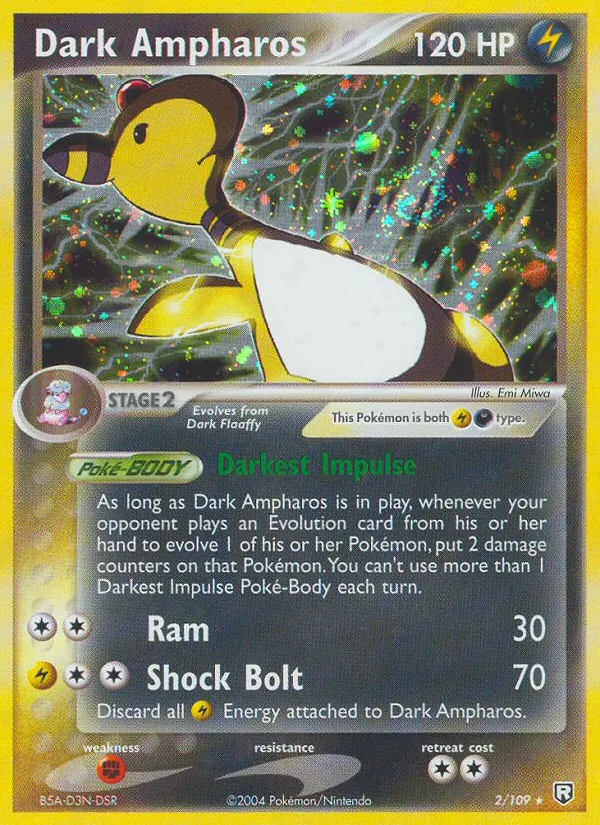 Carta Dark Ampharos, número 2/109 da coleção EX O Retorno da Equipe Rocket