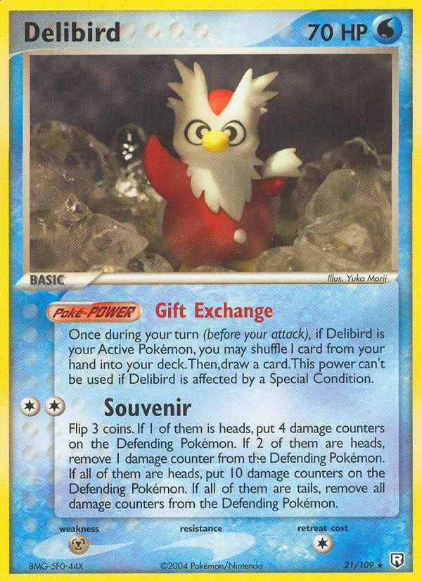 Carta Delibird, número 21/109 da coleção EX O Retorno da Equipe Rocket