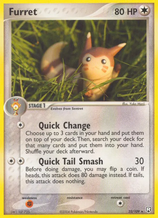 Carta Furret, número 22/109 da coleção EX O Retorno da Equipe Rocket