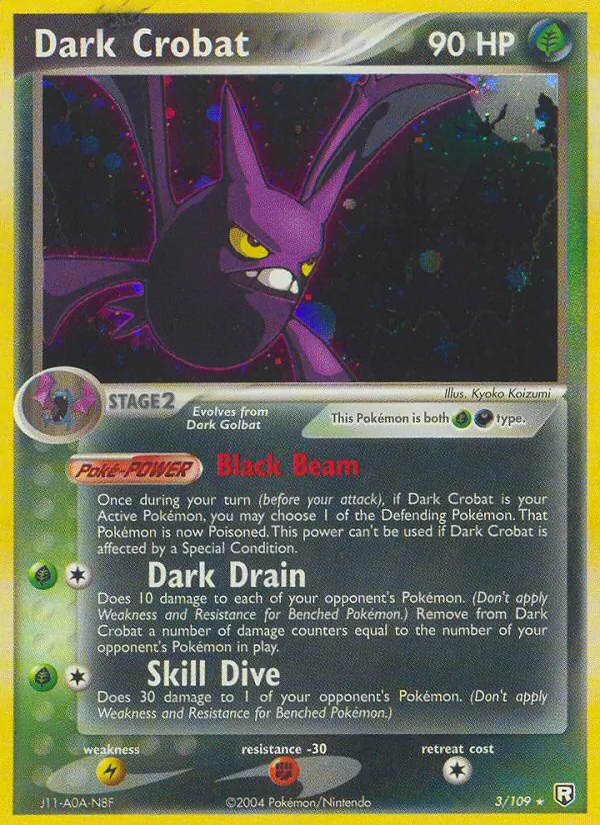 Carta Dark Crobat, número 3/109 da coleção EX O Retorno da Equipe Rocket