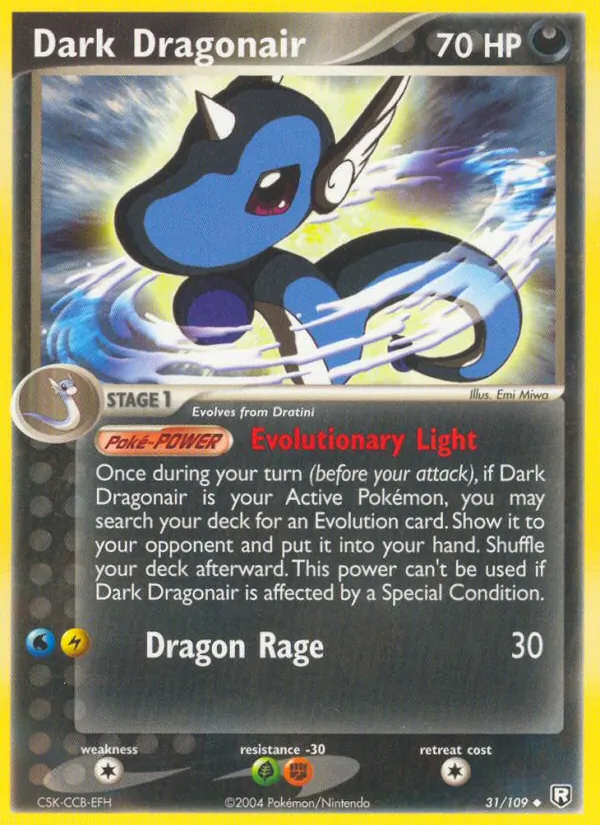 Carta Dark Dragonair, número 31/109 da coleção EX O Retorno da Equipe Rocket
