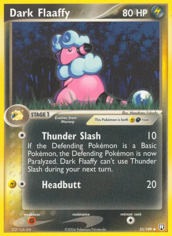 Carta Dark Flaaffy, número 33/109 da coleção EX O Retorno da Equipe Rocket