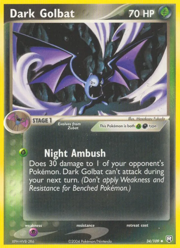 Carta Dark Golbat, número 34/109 da coleção EX O Retorno da Equipe Rocket