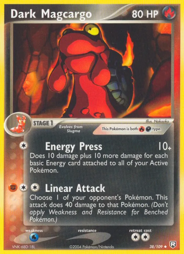 Carta Dark Magcargo, número 38/109 da coleção EX O Retorno da Equipe Rocket