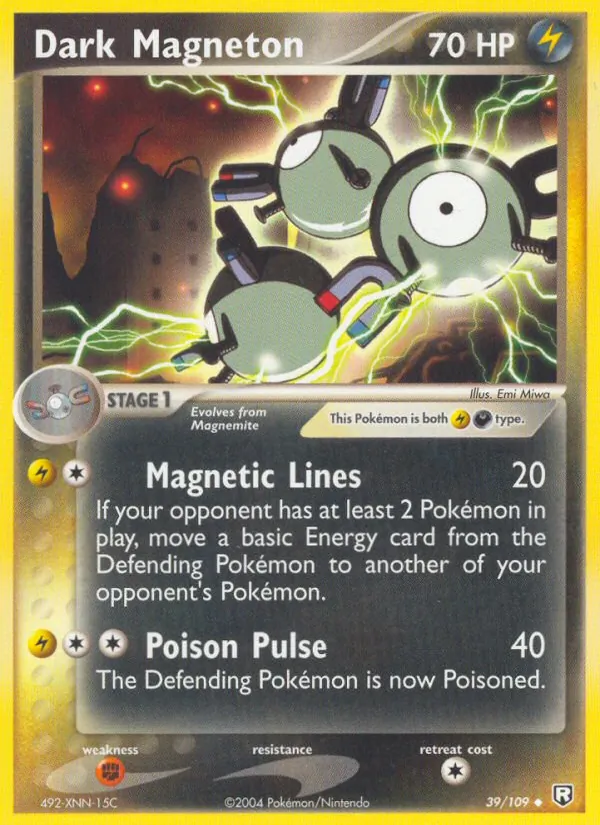 Carta Dark Magneton, número 39/109 da coleção EX O Retorno da Equipe Rocket 