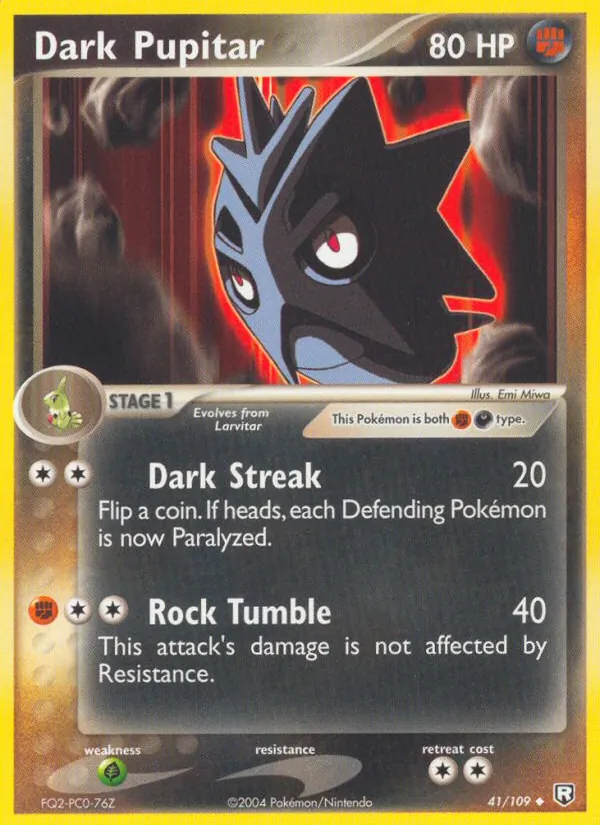 Carta Dark Pupitar, número 41/109 da coleção EX O Retorno da Equipe Rocket