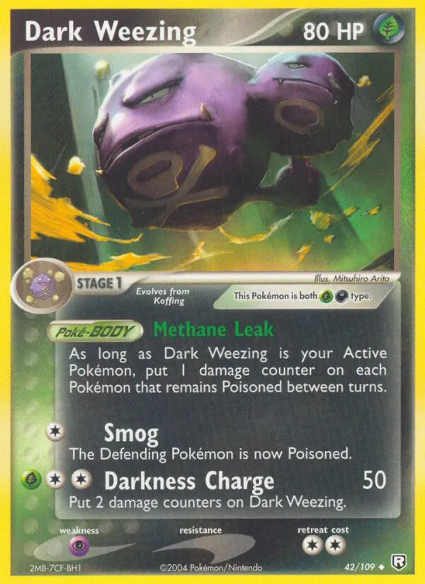 Carta Dark Weezing, número 42/109 da coleção EX O Retorno da Equipe Rocket