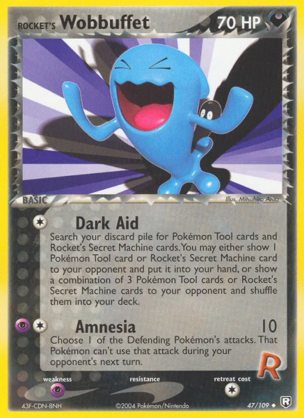 Carta Rocket's Wobbuffet, número 47/109 da coleção EX O Retorno da Equipe Rocket