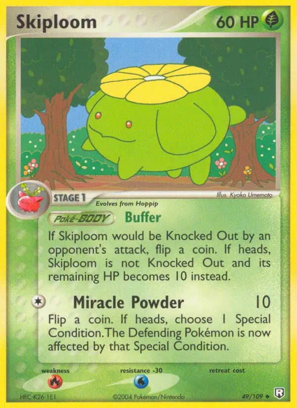 Carta Skiploom, número 49/109 da coleção EX O Retorno da Equipe Rocket