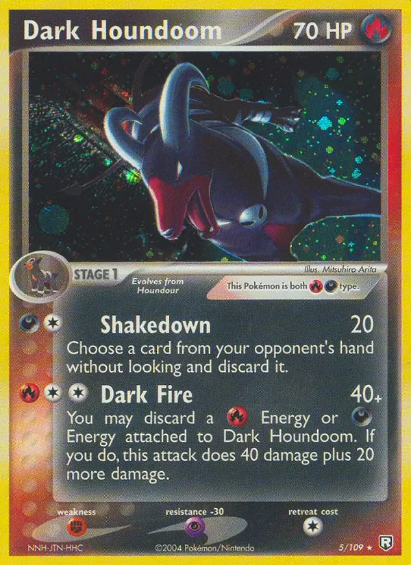 Carta Dark Houndoom, número 5/109 da coleção EX O Retorno da Equipe Rocket