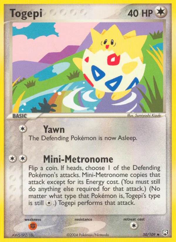 Carta Togepi, número 50/109 da coleção EX O Retorno da Equipe Rocket