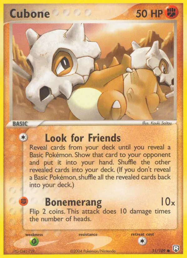Carta Cubone, número 51/109 da coleção EX O Retorno da Equipe Rocket