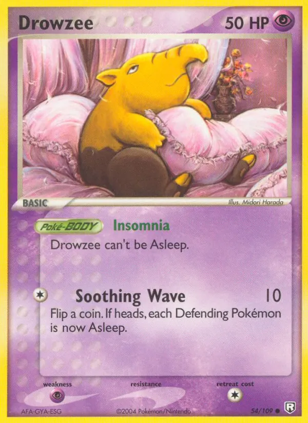 Carta Drowzee, número 54/109 da coleção EX O Retorno da Equipe Rocket