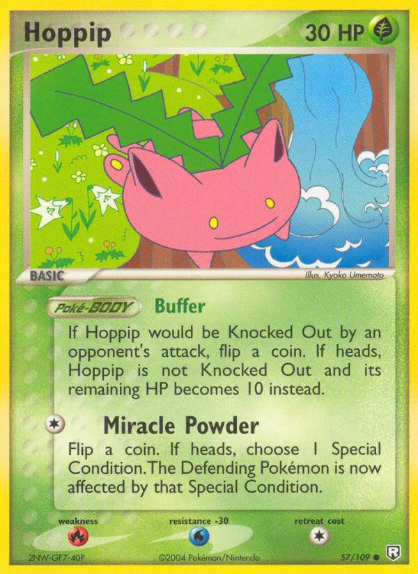 Carta Hoppip, número 57/109 da coleção EX O Retorno da Equipe Rocket