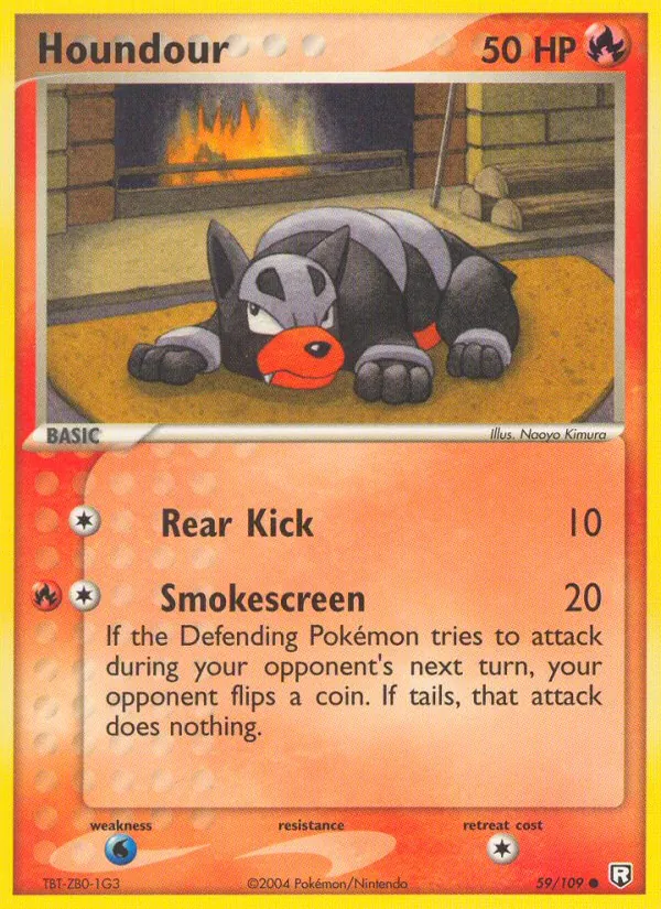 Carta Houndour, número 59/109 da coleção EX O Retorno da Equipe Rocket 