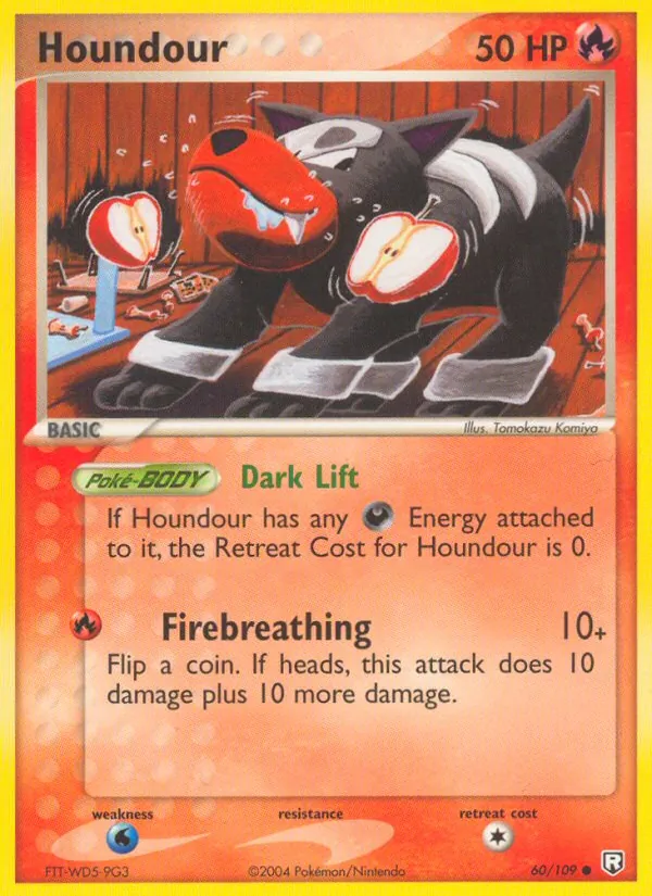 Carta Houndour, número 60/109 da coleção EX O Retorno da Equipe Rocket