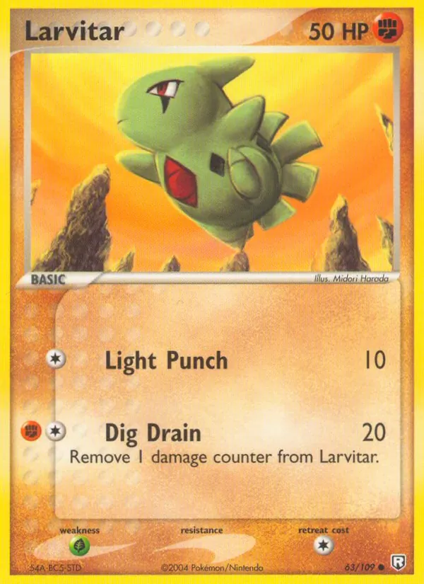 Carta Larvitar, número 63/109 da coleção EX O Retorno da Equipe Rocket