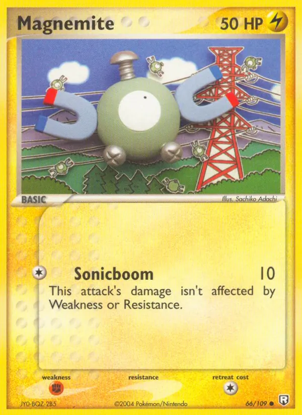 Carta Magnemite, número 66/109 da coleção EX O Retorno da Equipe Rocket