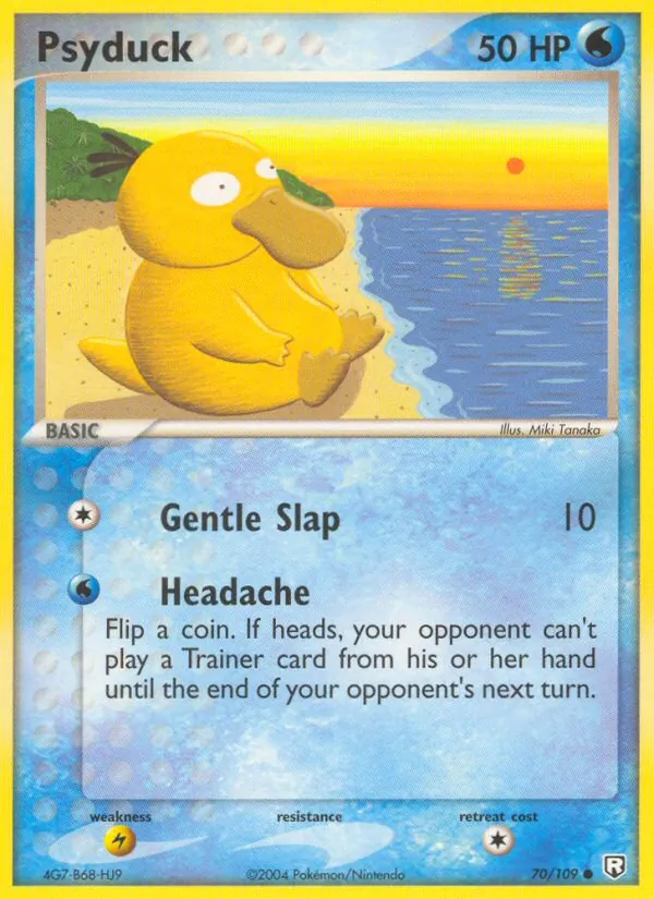 Carta Psyduck, número 70/109 da coleção EX O Retorno da Equipe Rocket 