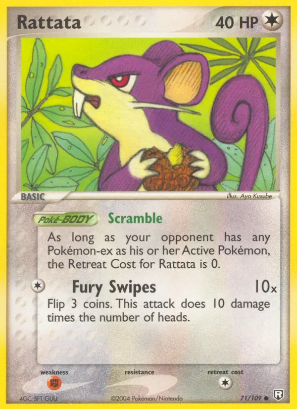 Carta Rattata, número 71/109 da coleção EX O Retorno da Equipe Rocket