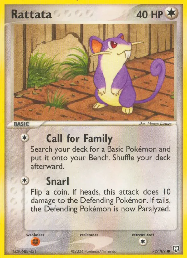 Carta Rattata, número 72/109 da coleção EX O Retorno da Equipe Rocket
