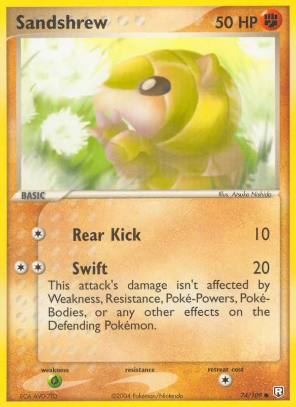 Carta Sandshrew, número 74/109 da coleção EX O Retorno da Equipe Rocket
