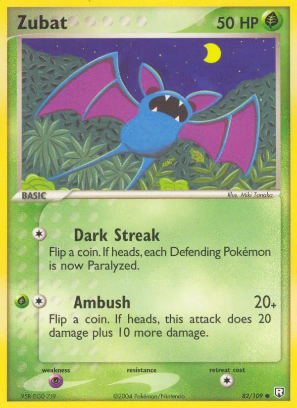 Carta Zubat, número 82/109 da coleção EX O Retorno da Equipe Rocket