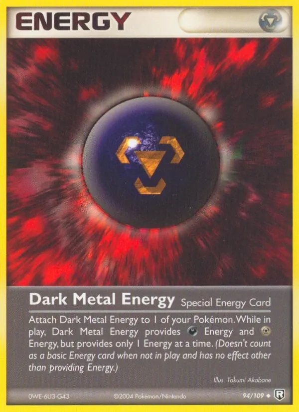 Carta Dark Metal Energy, número 94/109 da coleção EX O Retorno da Equipe Rocket