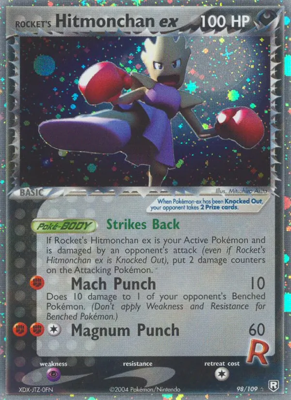 Carta Rocket's Hitmonchan ex, número 98/109 da coleção EX O Retorno da Equipe Rocket