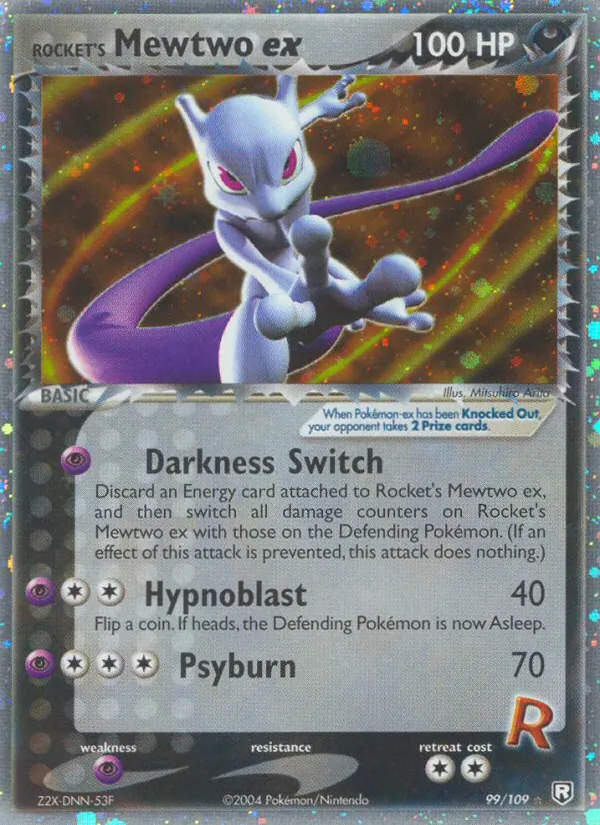Carta Rocket's Mewtwo ex, número 99/109 da coleção EX O Retorno da Equipe Rocket 
