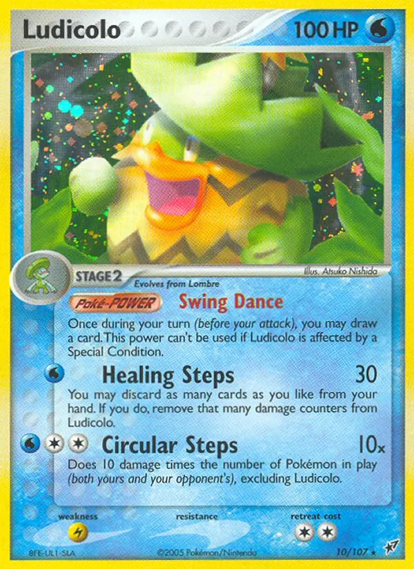 Carta Ludicolo, número 10/107 da coleção EX Deoxys
