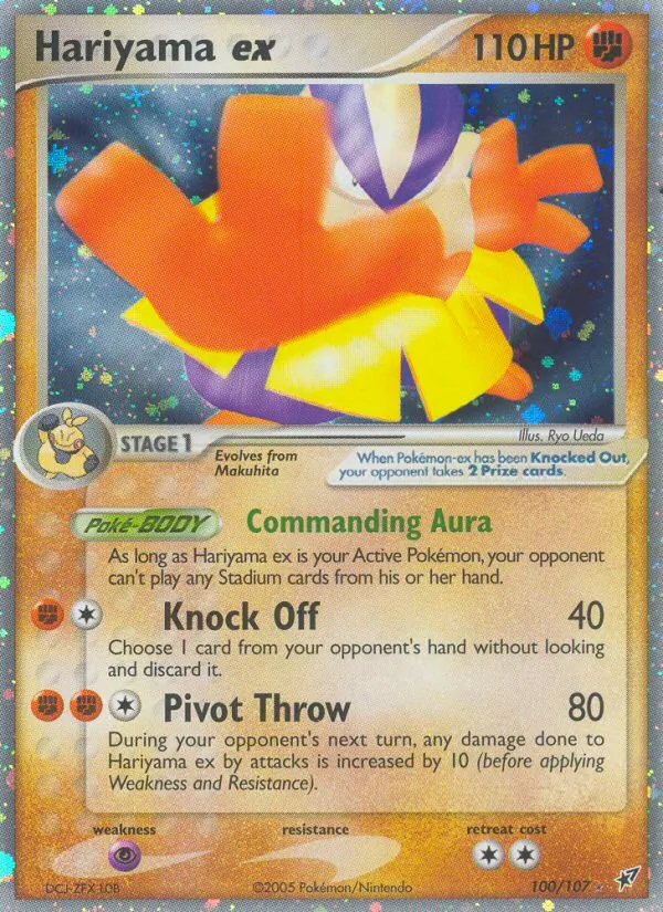 Carta Hariyama ex, número 100/107 da coleção EX Deoxys